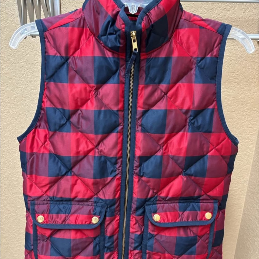 Red and Blue Plaid Quilted Vest
